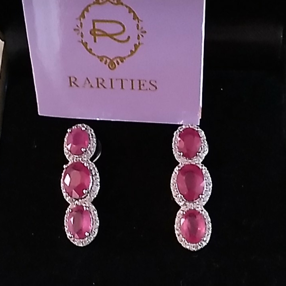 Never worn Rarities Legacy Ruby and White Zircon Earrings